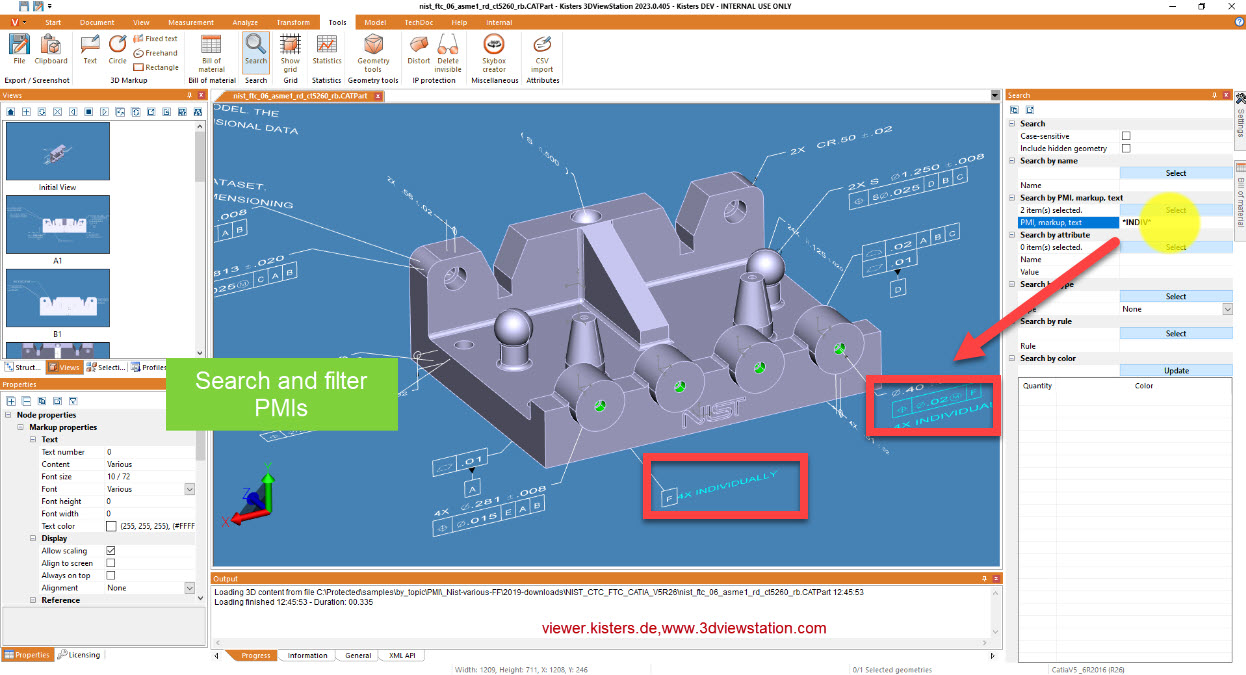 PMI search and filter