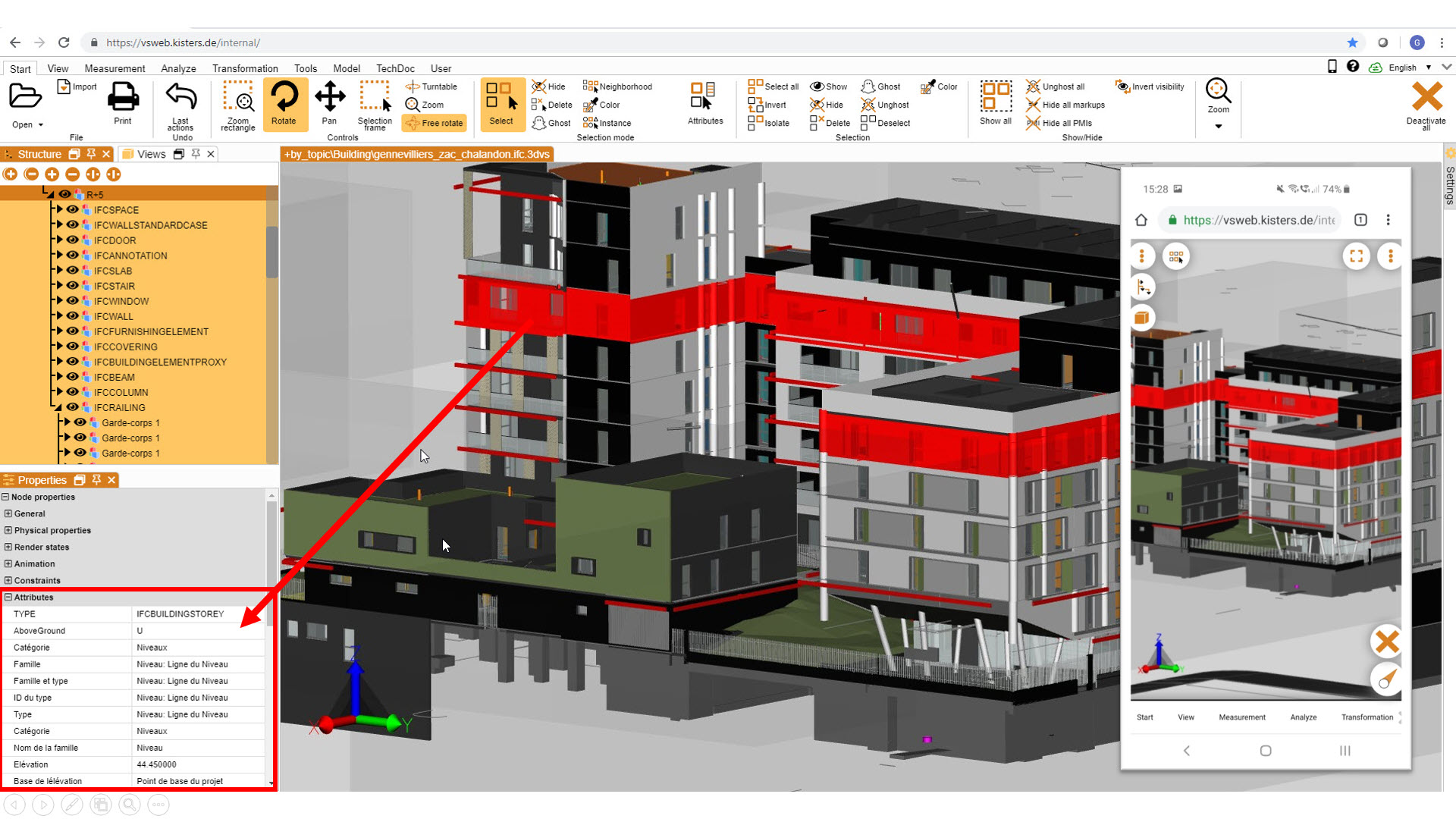 BIM viewer Building meta data