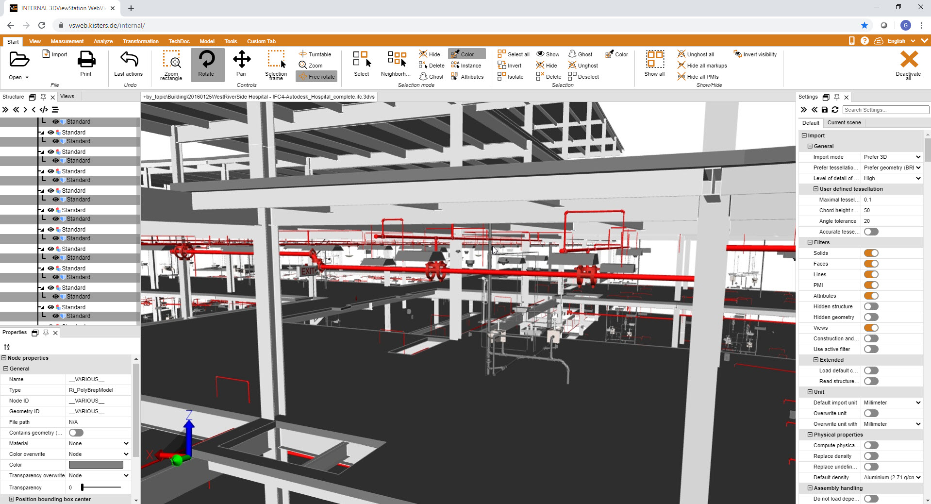 BIM viewer AEC IFC Revit pipes