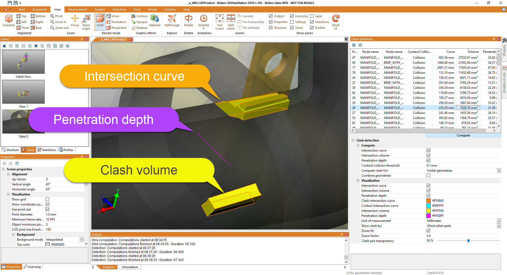 DMU clash volume intersection Curve penetration Depth