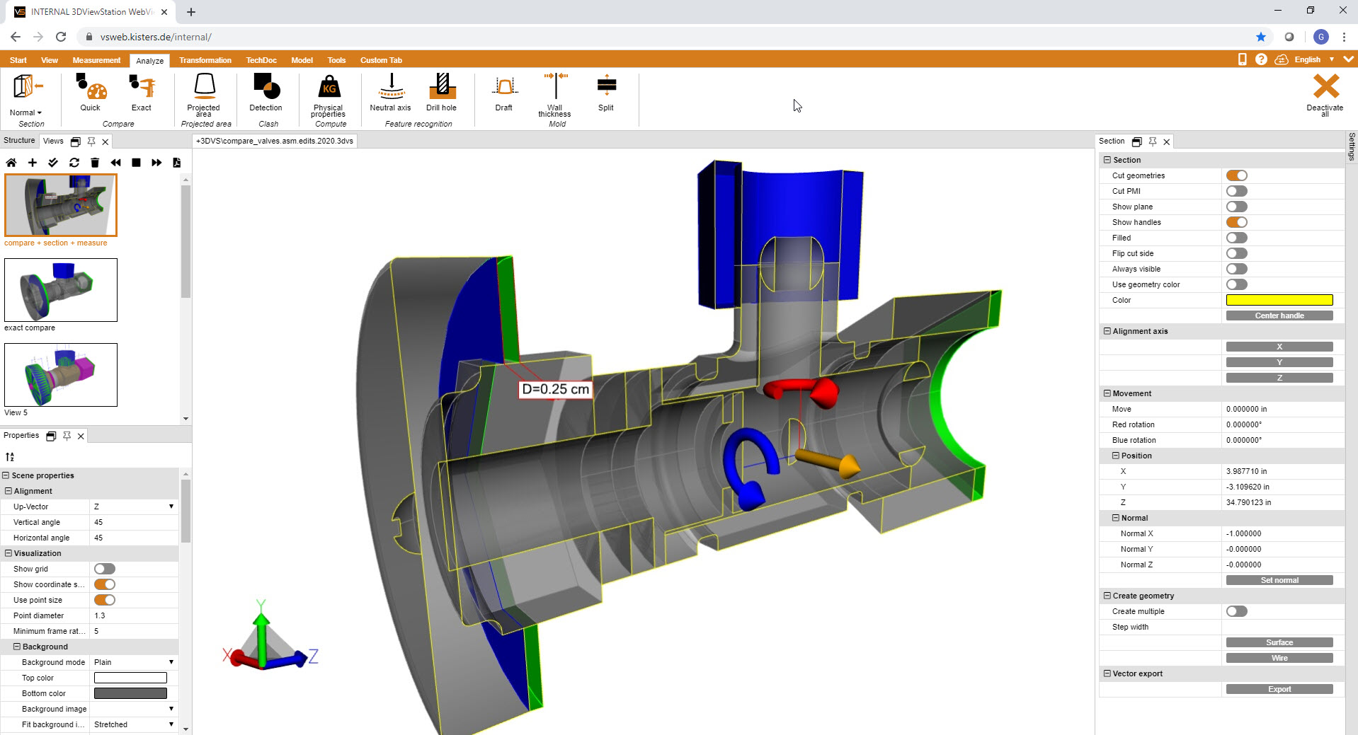 Digital Mock up Compare Section Dimension