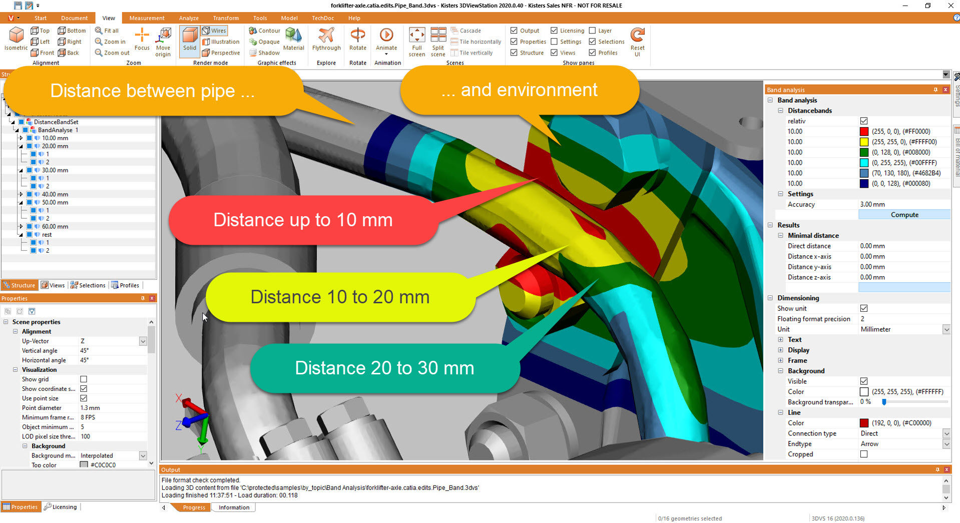 3DViewStation Distance automotive pipe