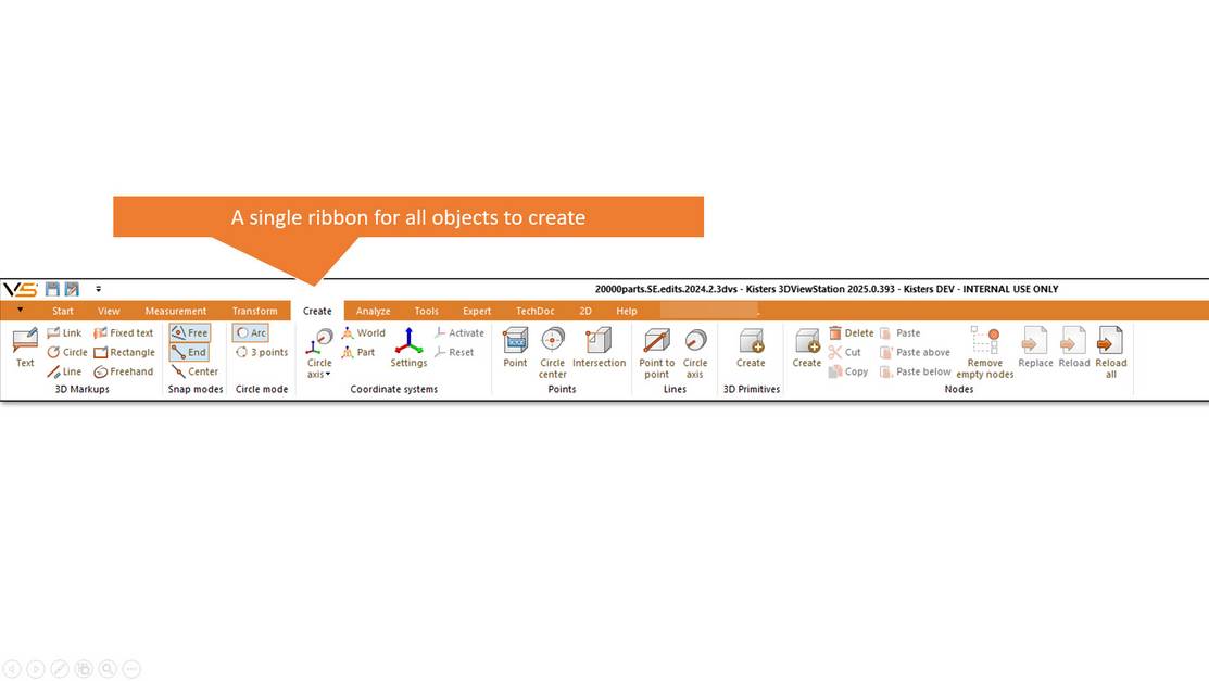 New ribbon 3DViewStation v2025 create