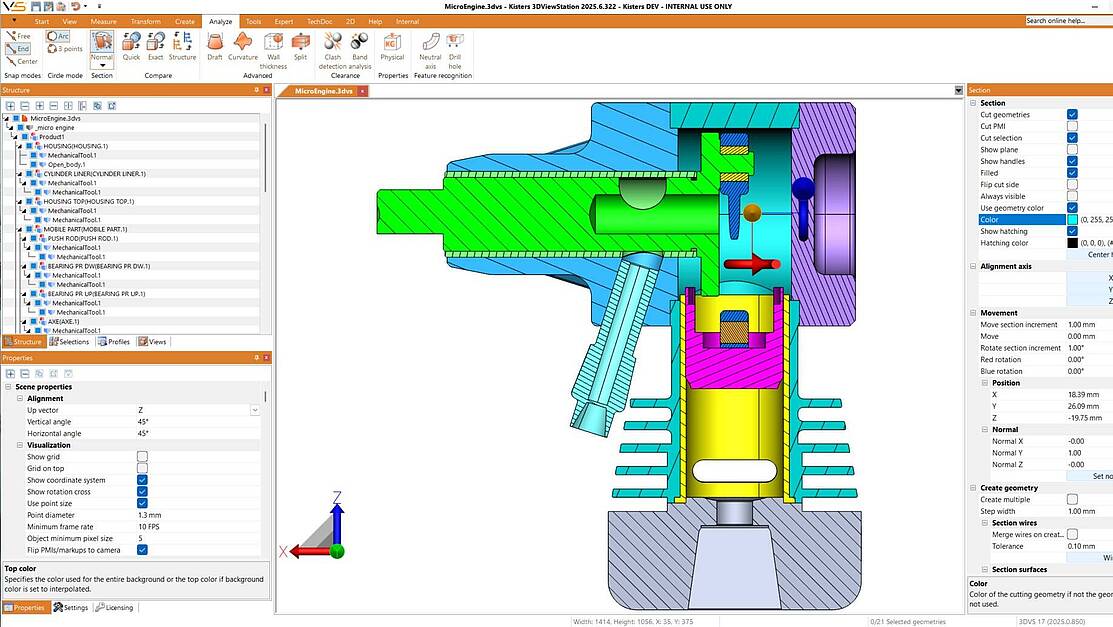 Hatching per cut geometry colored 2025.6