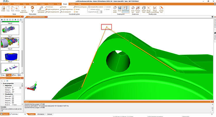create intersection point of 2 lines - authoring using 3D CAD viewer 3DViewStation
