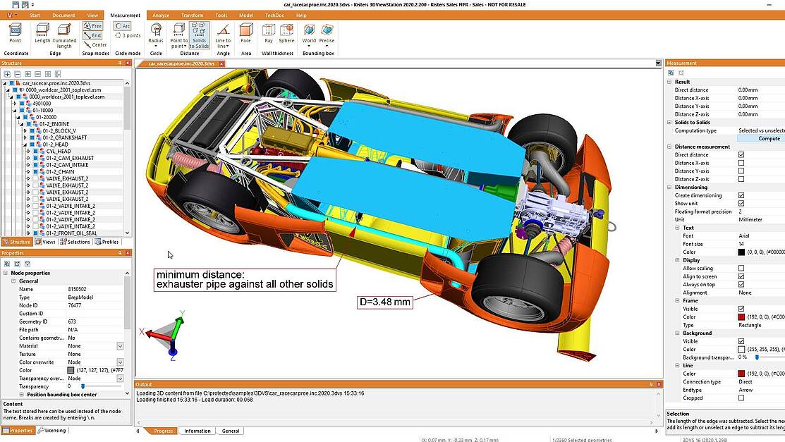 calculation of minimum distance between many solids - exhauster against the rest