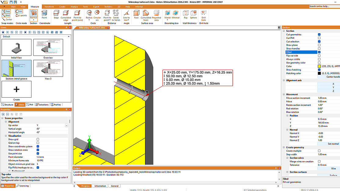Drill hole - more details plus section