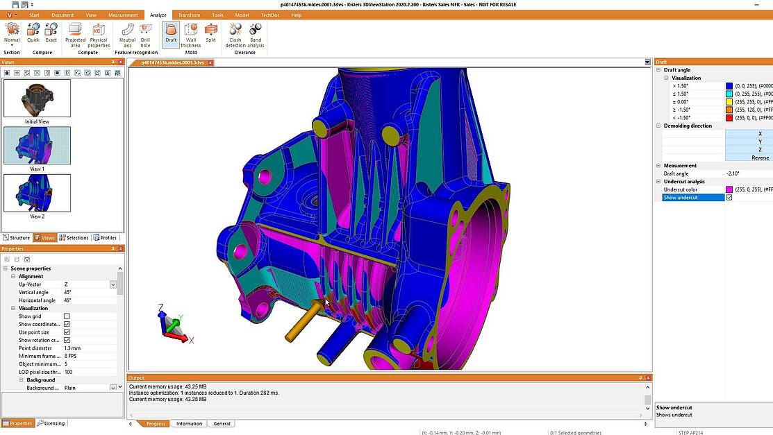 3DViewStation - undercut & draft angle analysis using a 3D CAD viewer