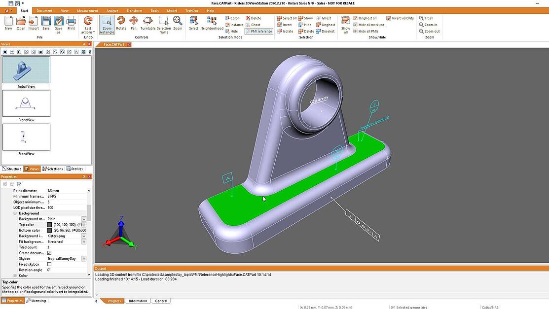 PMI selection by feature - 3D CAD viewer 3DViewStation