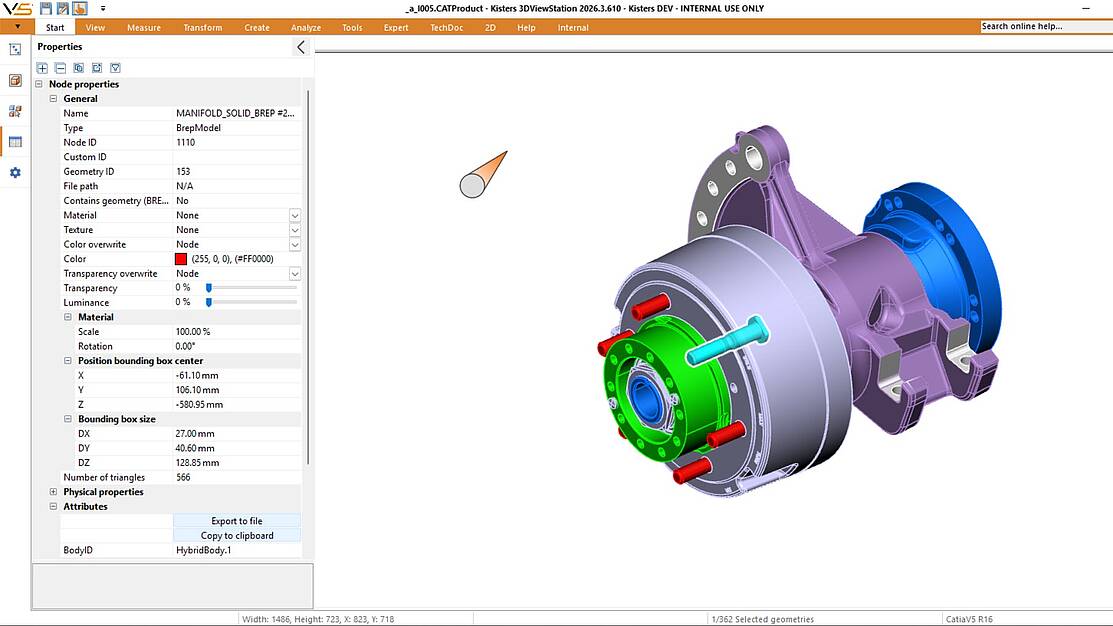 3DViewStation Desktop version in touch-mode: object properties 3DViewStation Desktop version in touch-mode: object properties