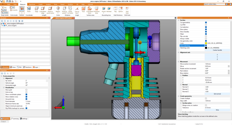 Hatching per cut geometry