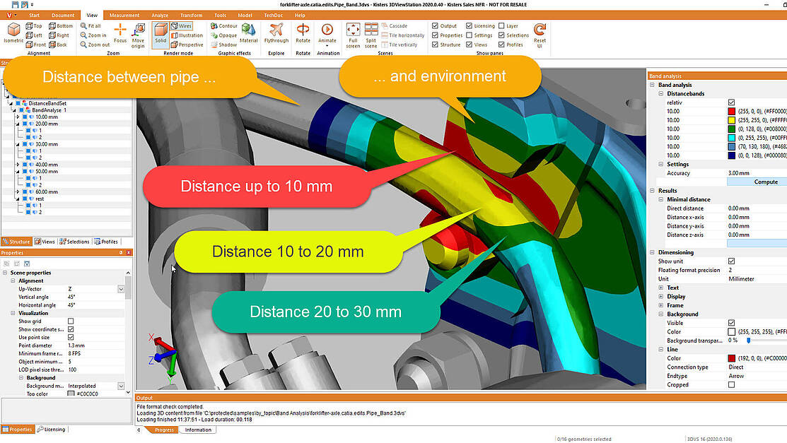 DMU: clearance check, distance band analysis