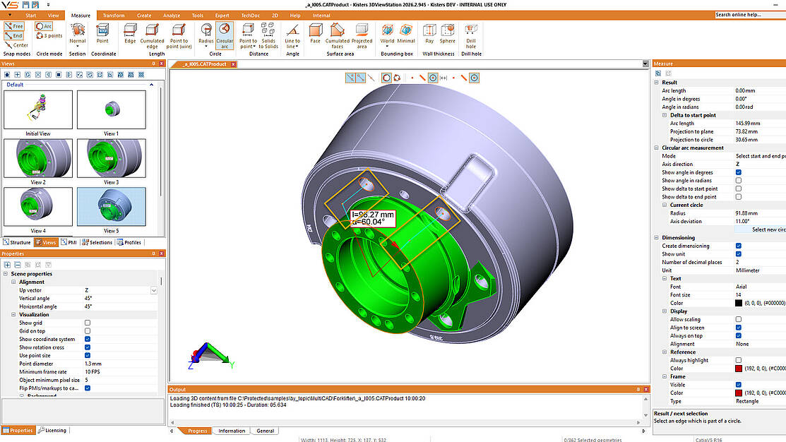 Measure Arc via 2 axis, projected on circle of a rotated part